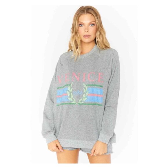 Show Me Your Mumu Sweatshirt Women's Large Gray Venice 1986 Graphic Pullover - Picture 1 of 9